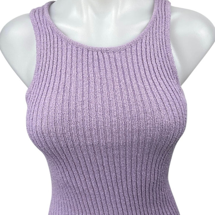 NEW Emory Park Ruby & Jenna Purple Sleeveless Mini Bodycon Sweater Tank Dress M