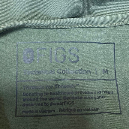 Figs Women's Green Short Sleeve V-Neck Pocket Medical Nurse Scrub Shirt Top Sz M