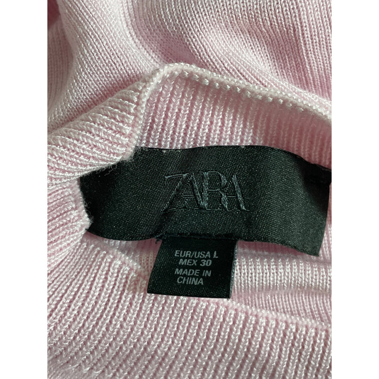 Zara Basic Drape Women's Pink Short Sleeve Mock Neck T-Shirt Tunic Blouse Top L