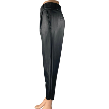 Banana Republic Black Faux Leather High Waisted Pleated Tapered Trousers Pants 0