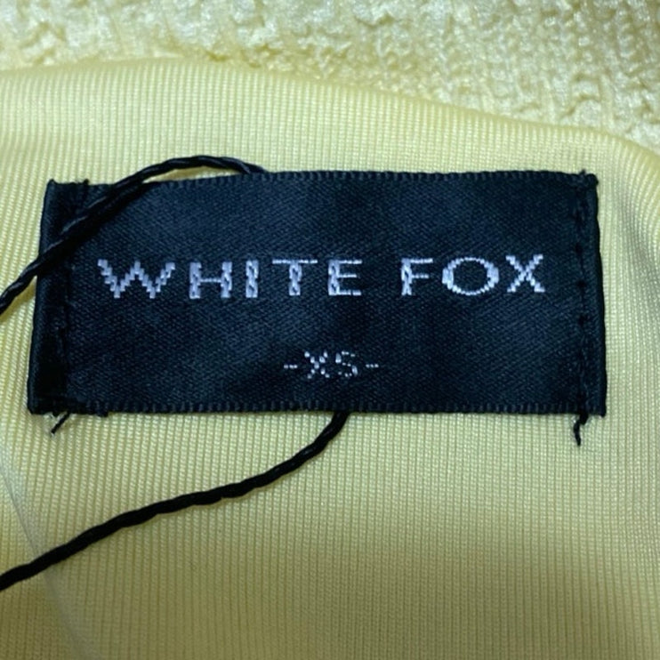 White Fox Women's Yellow One Shoulder Ruched Top & Straight Leg Pants Set Sz XS