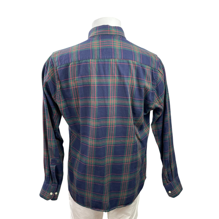 Barbour Tailored Mens Green Plaid Checkered Long Sleeve Button Down Shirt Top XL