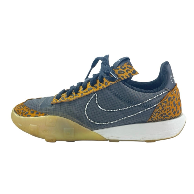 Nike Waffle Racer 2X Yellow Leopard Lace Up Low Top Athletic Sneakers Shoes 9.5