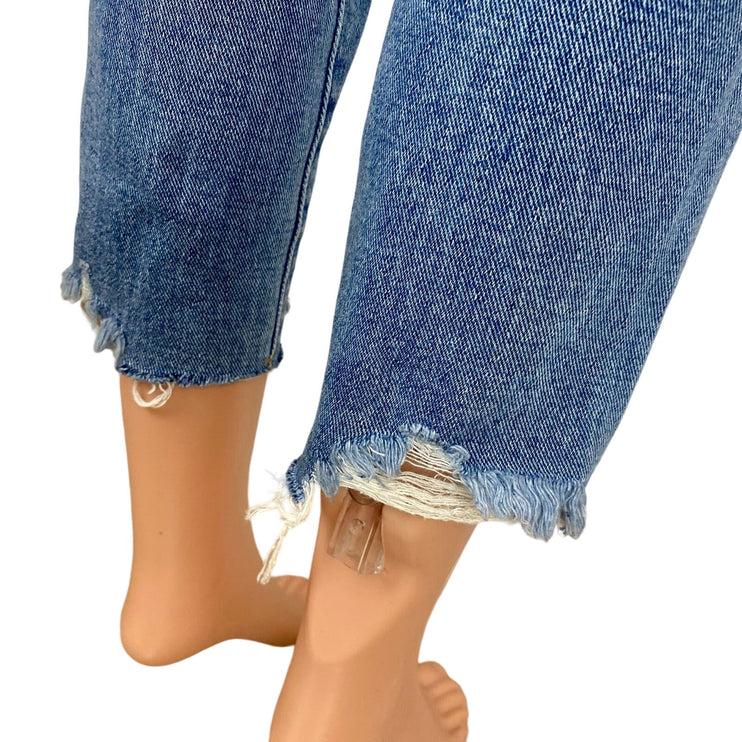 Pacsun Blue Vintage Icon Straight Leg Distressed Cropped Raw Hem Jeans Size 23