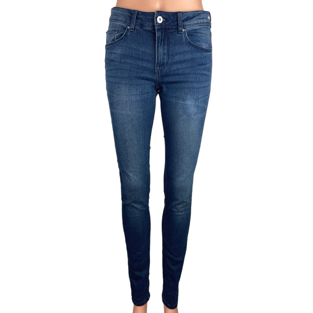 H&M Divided Blue Denim Medium Wash Mid Rise Stretch Ankle Skinny Jeans Size