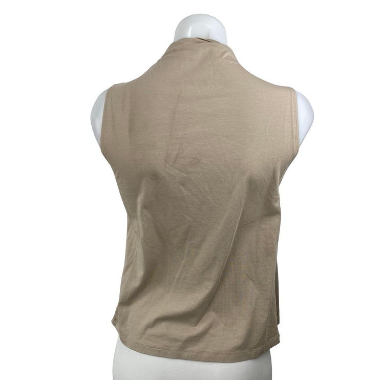 Abercrombie & Fitch Paloma Women's Beige Draped Sleeveless Mock Neck Tank Top XS