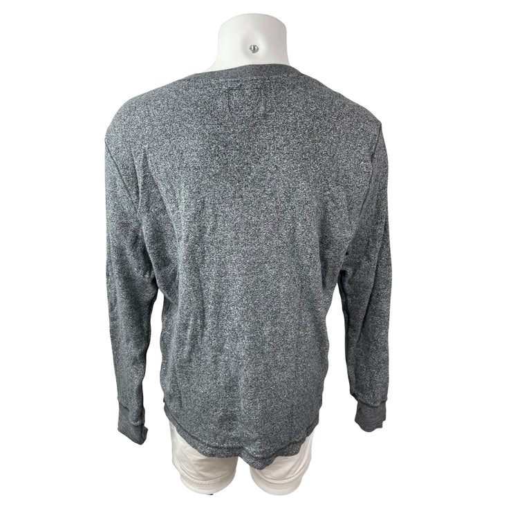 Roots Men's Gray Heather Long Sleeve Henley Basic Casual T Shirt Tee Top Size XL
