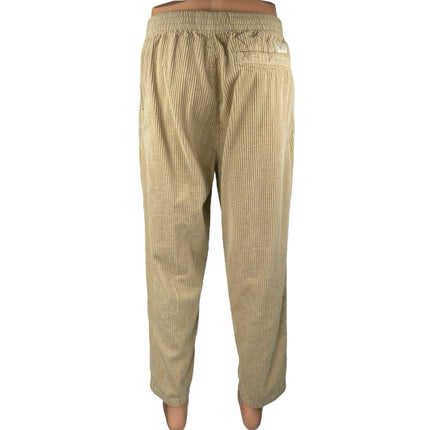 Zara Men's Beige Tan Corduroy Drawstring Tapered Trousers Sweat Pants Size XL