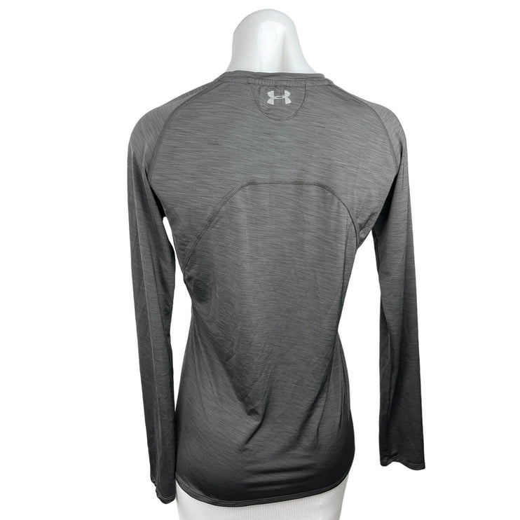 Under Armour Gray Crew Neck Long Sleeve Semi Fitted Heat Gear Top Size S/M