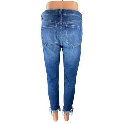 Free People Shark Bite Distressed Raw Frayed Hem Skinny Denim Jeans Pants Sz 28