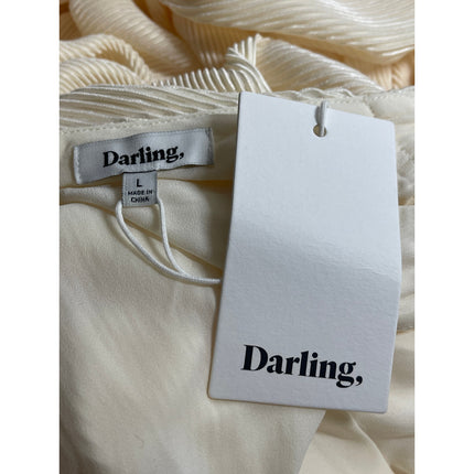 NEW Darling Women's Cream Ribbed V Neck Sleeveless Maxi Straight Slip Dress Sz S
