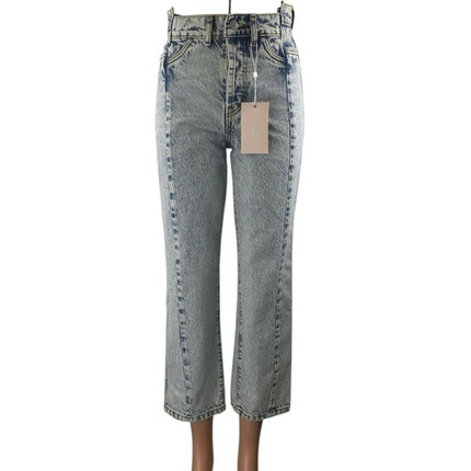 NEW Revice Women's Blue Acid Wash High Waisted Flare Cropped Denim Jeans Size 26