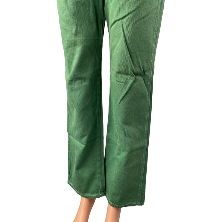 Reformation Jeans Green High Rise Barrel Wide Leg Carpenter Denim Jeans Pants 26