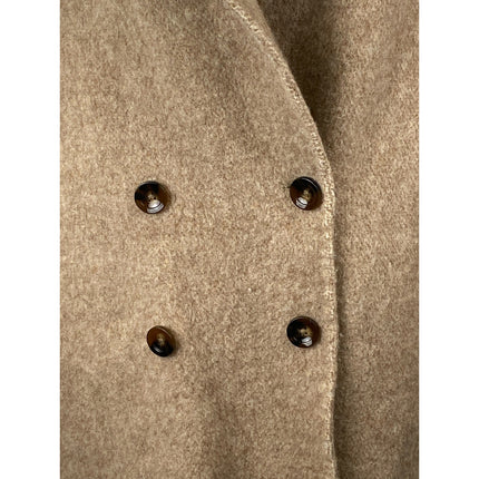 Lattelier 100% Wool Women's Beige Notched Collar Long Sleeve Over Coat Jacket L