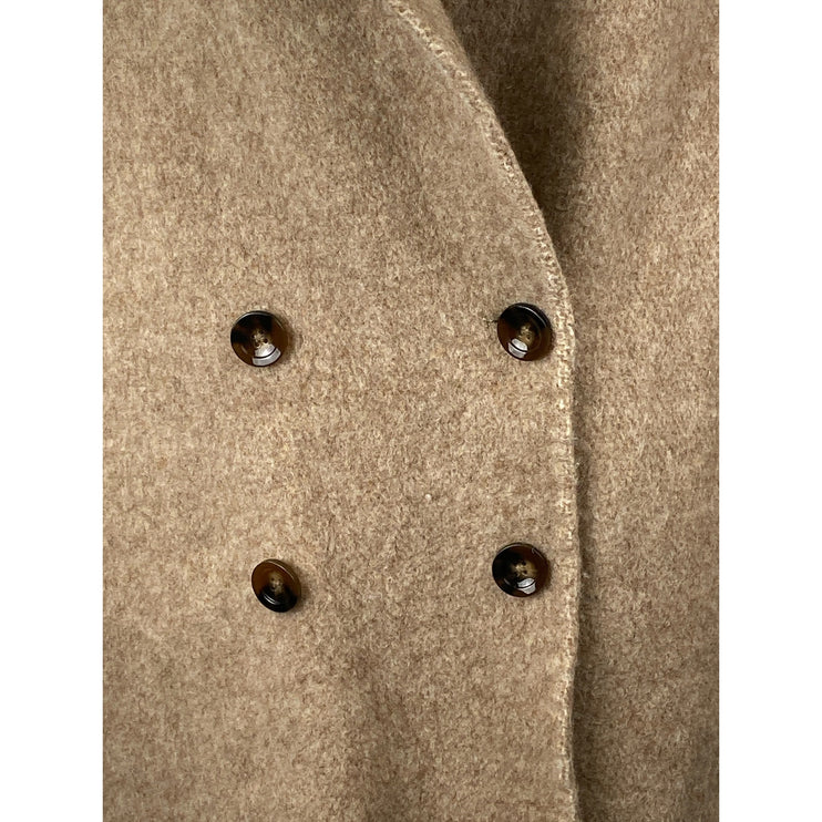 Lattelier 100% Wool Women's Beige Notched Collar Long Sleeve Over Coat Jacket L