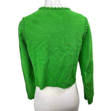 J.Crew Odette Green Button Long Sleeve Pockets Crop Cardigan Sweater Jacket Sz S