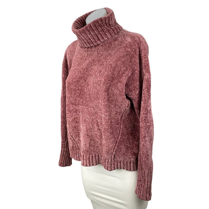 Pink Rose Women's Pink Turtle Neck Long Sleeve Crop Sweatshirt Sweater Top Sz M
