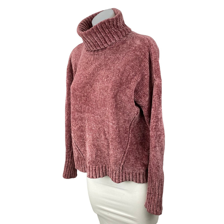 Pink Rose Women's Pink Turtle Neck Long Sleeve Crop Sweatshirt Sweater Top Sz M