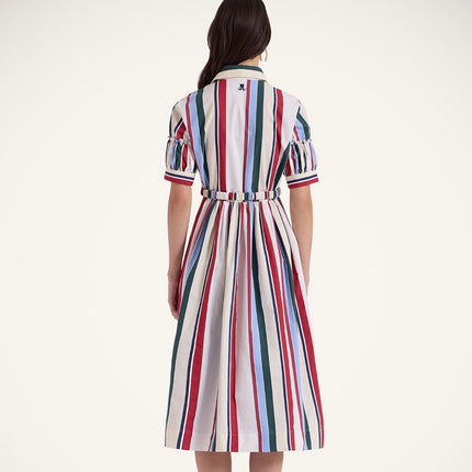 MSRP $1,290 La DoubleJ Libertine Striped Jacquard Midi A-Line Shirt Dress Sz XS