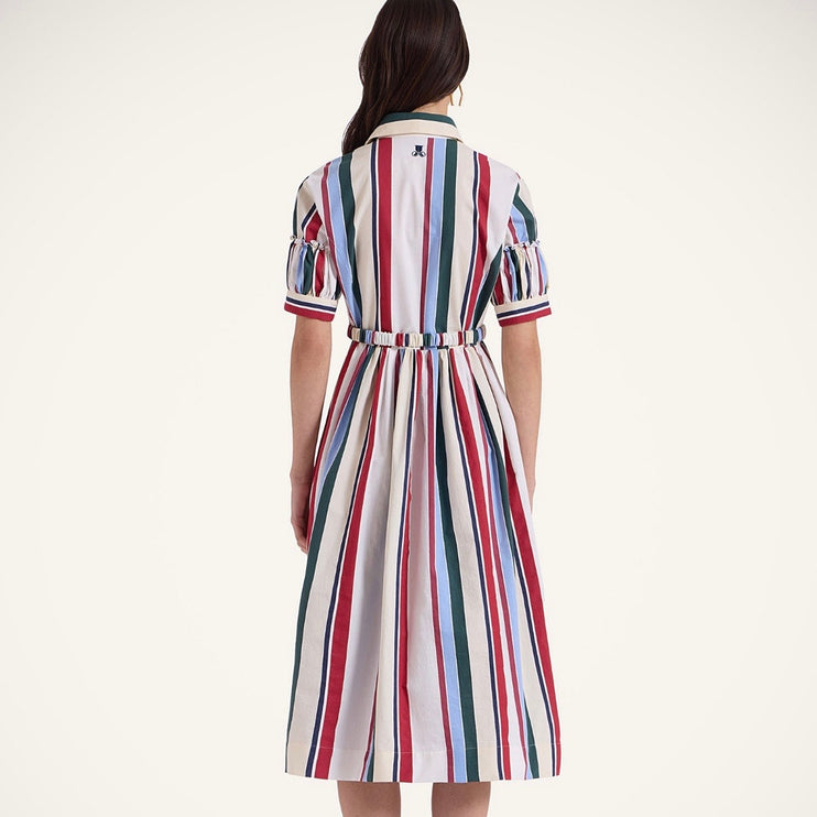 MSRP $1,290 La DoubleJ Libertine Striped Jacquard Midi A-Line Shirt Dress Sz XS