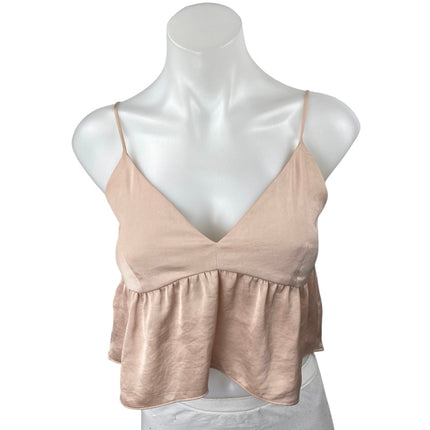 Aritzia Little Moon Pink Sleeveless V Neck Cami Camisole Tank Crop Top Size XS