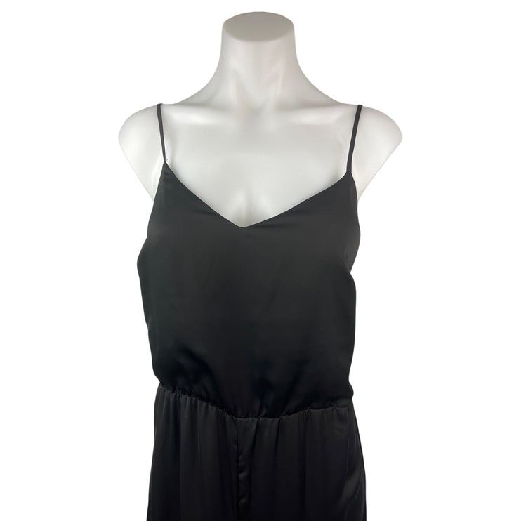 Bailey/44 Black Silk Satin V Neck Sleeveless Wide Leg Camisole Jumpsuit Size 4