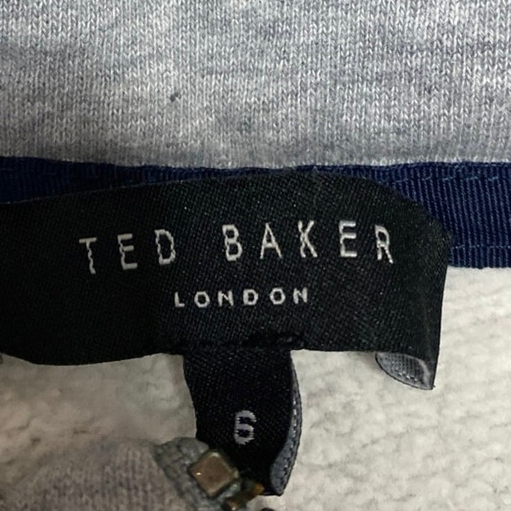 Ted Baker Men's Gray Long Sleeve Fleece Quarter Zip Knit Sweater Top Size 6