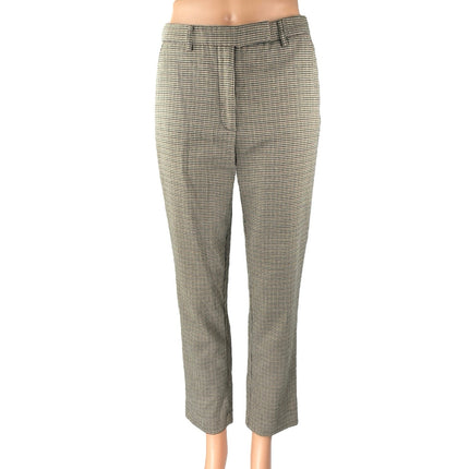 MNG Mango Womens Brown Tan Houndstooth High Waist Trousers Dress Pants Size 4MN