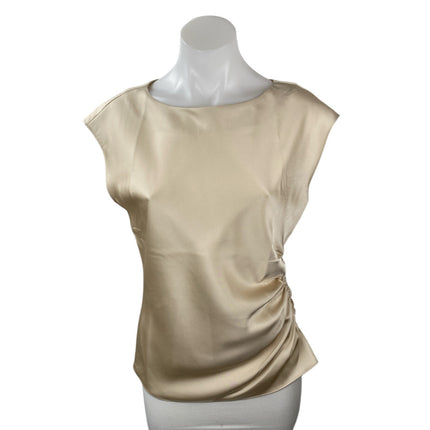 Banana Republic Beige Champagne Silk Satin Drop Sleeve Ruched Blouse Top Size 4