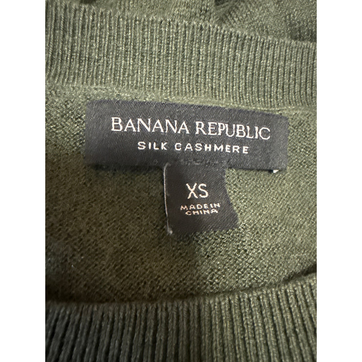 Banana Republic Women's Green Silk Cashmere Knit Long Sleeve Sweater Top Size XS