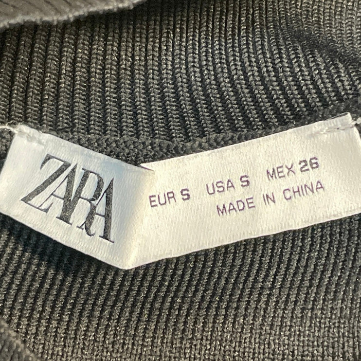 Zara Women's Black Rib Knit Sleeveless Turtle Neck Sweater Crop Tank Top Size S