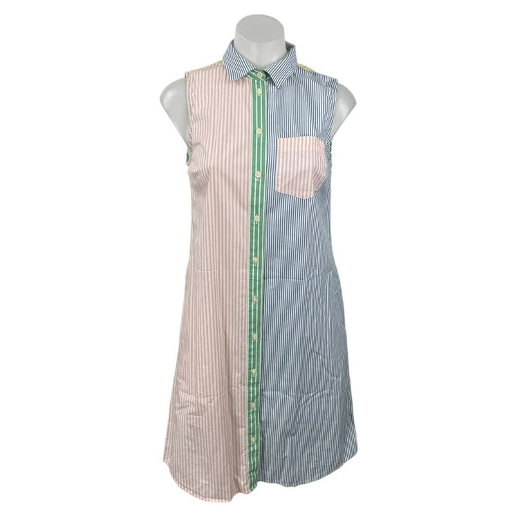 J.Crew Multicolor Rainbow Stripe Sleeveless Colorblock Mini Shirt Dress Size S