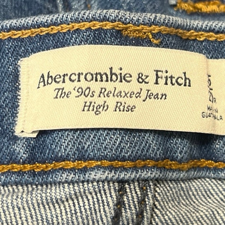 Abercrombie & Fitch The 90s Relaxed Women Blue High Rise Straight Denim Jeans 35