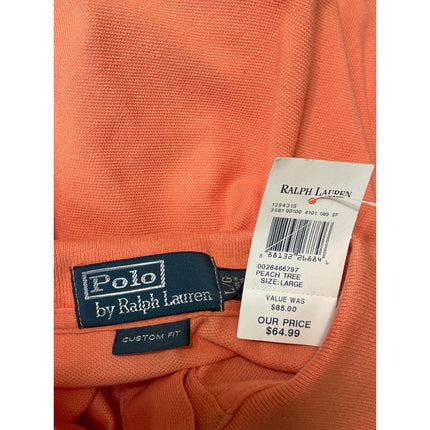 NEW Ralph Lauren POLO Orange Embriodered Logo Short Sleeve Polo Shirt Top Sz L