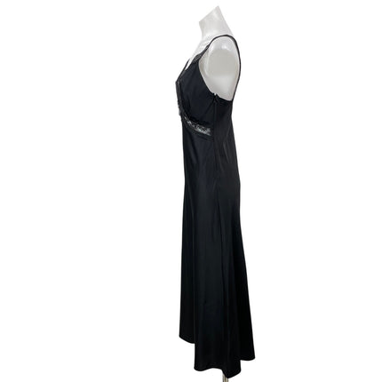 Abercrombie & Fitch Women's Black Sleeveless Lace Cami V-neck Maxi Slip Dress S