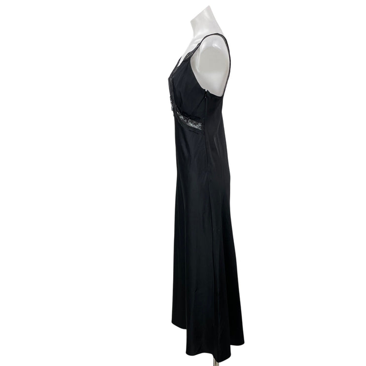 Abercrombie & Fitch Women's Black Sleeveless Lace Cami V-neck Maxi Slip Dress S