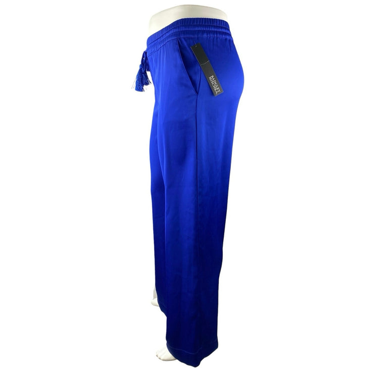 NEW Badgley Mischka Women's Blue High Rise Tassel Tie Wide Leg Trousers Pants L