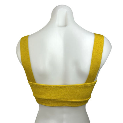 Zara Yellow Textured Knit Sweetheart Neck Pullover Corset Bralette Crop Top Sz S