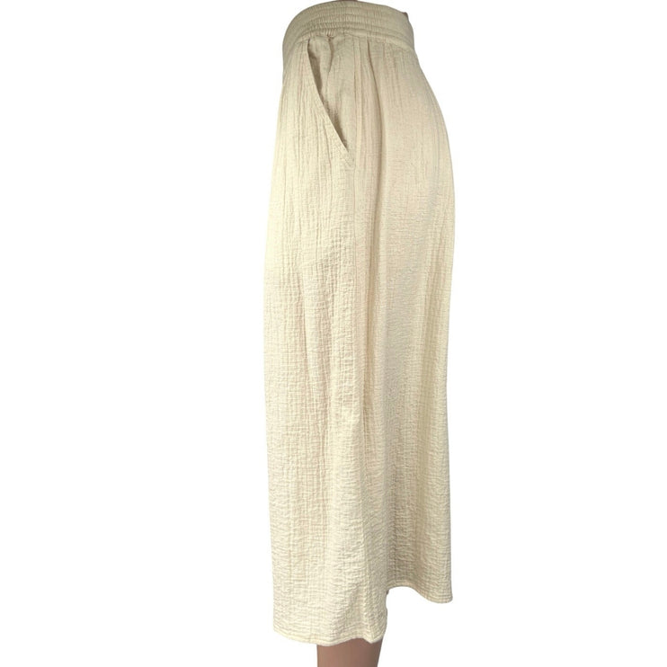 Aritzia Wilfred Cream White Wide Leg Elastic Waist Cropped Trousers Pants XXS