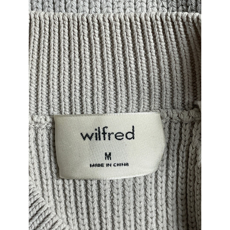 Aritzia Wilfred Women's Gray Ribbed Knit High Neck Sleeveless Crop Top Size M