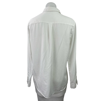 Uniqlo Womens White Long Sleeve Minimalist Collared Button Down Shirt Top Size M