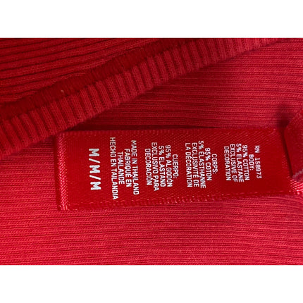 Skims Women's Red Ribbed Knit Sleeveless Cami Lounge Cropped Tank Top Size M