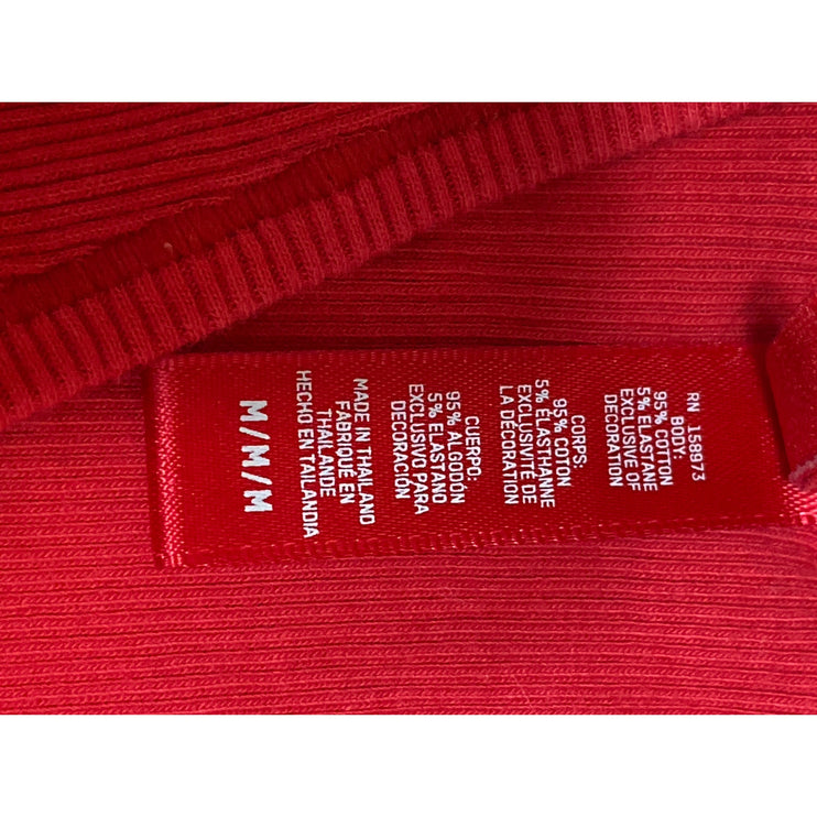 Skims Women's Red Ribbed Knit Sleeveless Cami Lounge Cropped Tank Top Size M