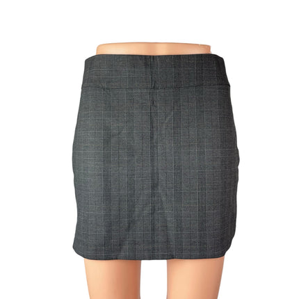 Zara Womens Dark Gray Plaid Check High Rise Office Mini Straight Pencil Skirt XS
