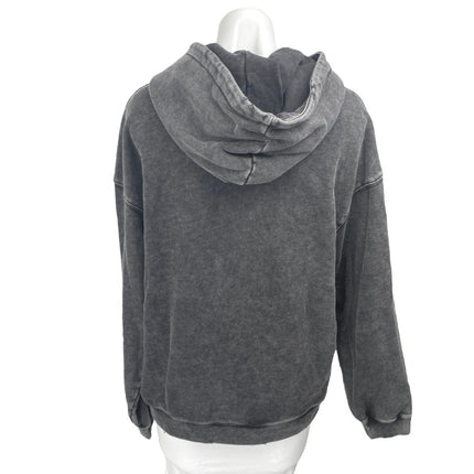 Anine Bing Black Washed Logo Long Sleeve Hoodie Hooded Sweatshirt Top Size M