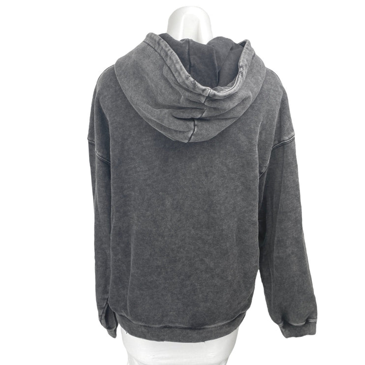 Anine Bing Black Washed Logo Long Sleeve Hoodie Hooded Sweatshirt Top Size M