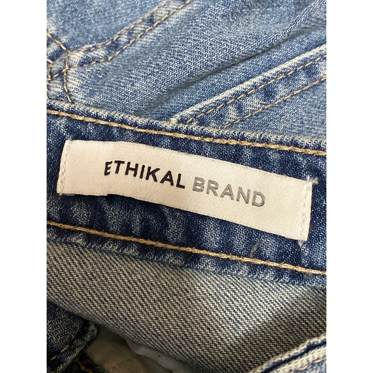 PTCL Ethikal Brand Women's Blue Distressed Wide Leg Flare Denim Jeans Size M