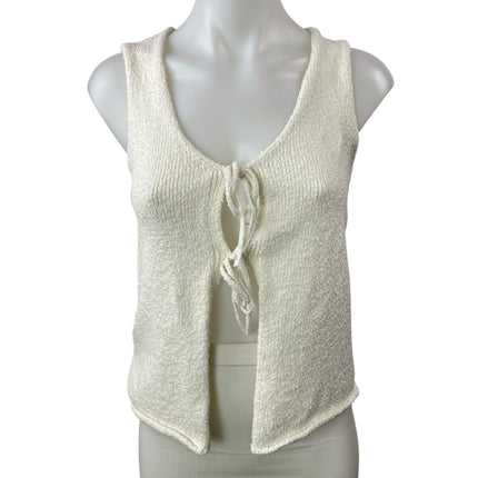 Abercrombie & Fitch White Knit Tie Front Sleeveless Crop Sweater Tank Top Sz XS
