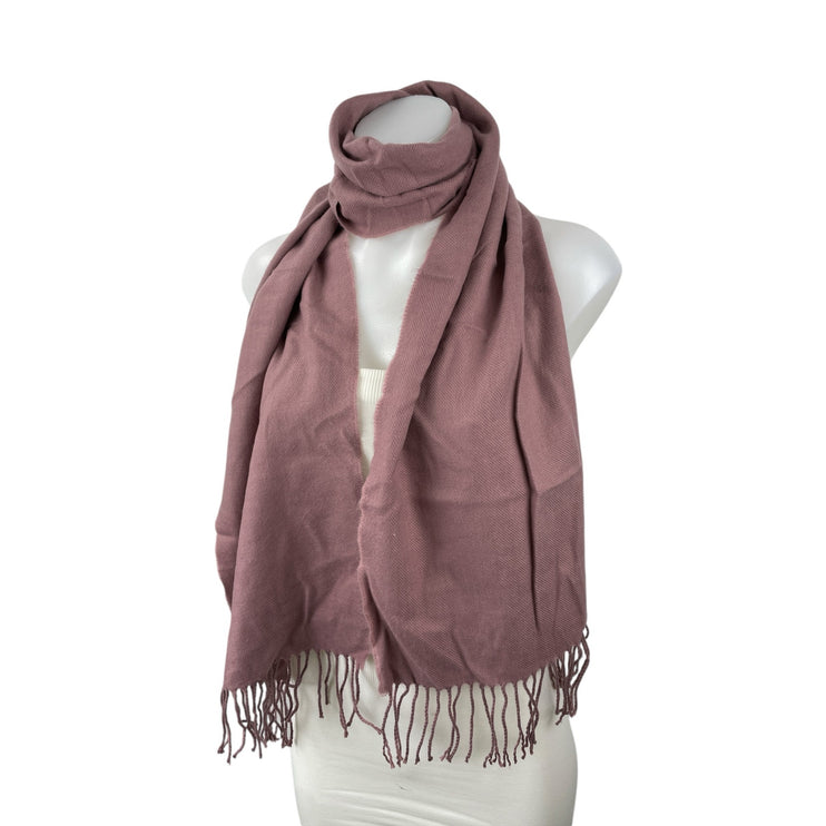 Women's 100% Cashmere Pink Fringe Hem Winter Snow Shawl Wrap Neck Scarf OS