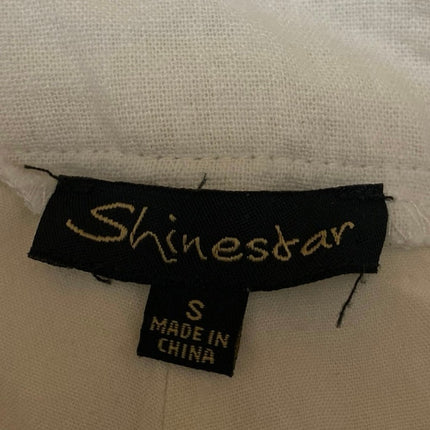 Shinestar Women's White Linen Button Fly Belted High Rise Paperbag Shorts Size S